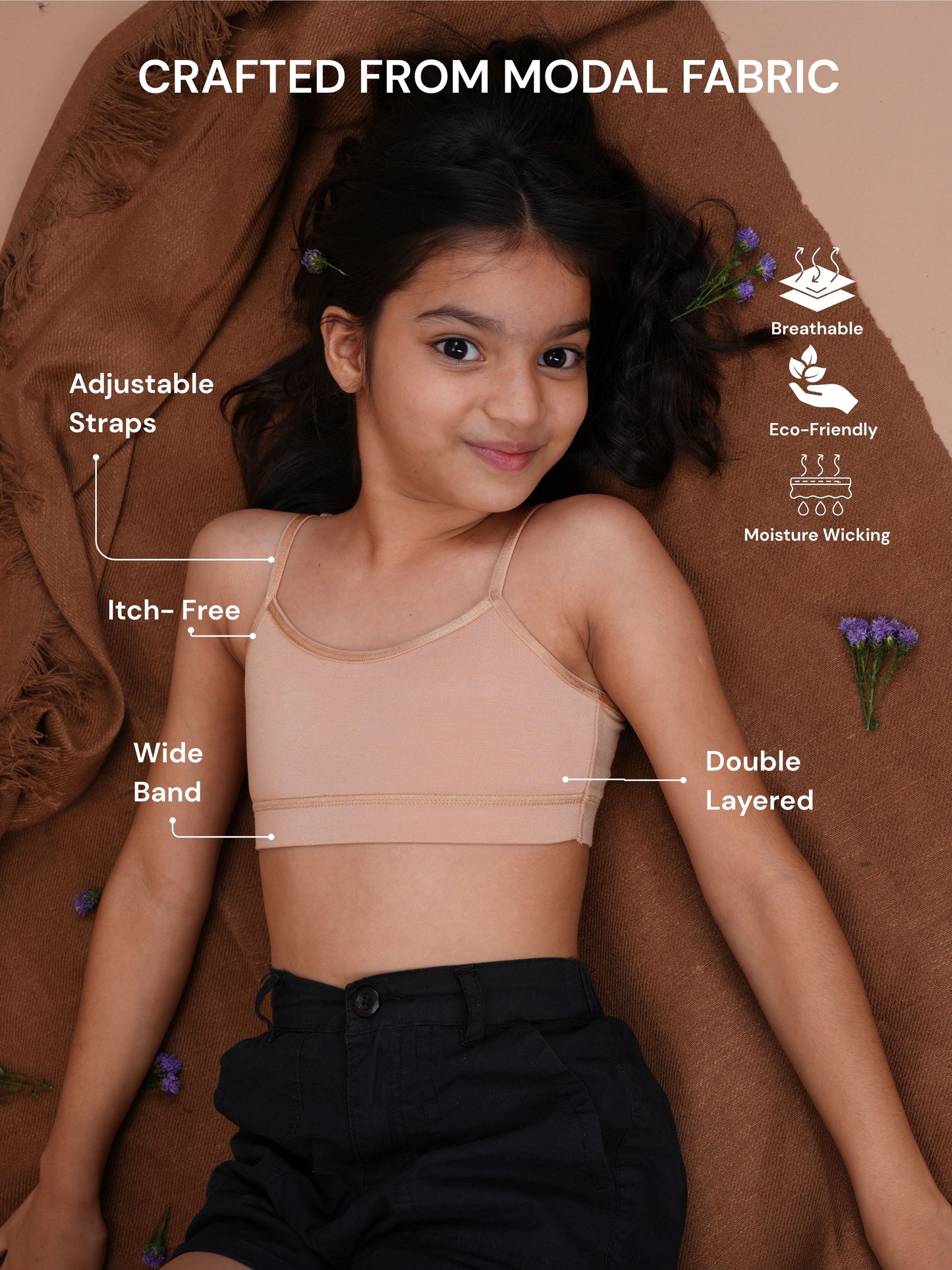 Double Layered Tween Bra - Caramel