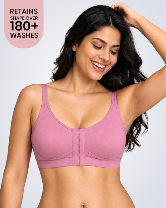 Front Open Non Padded Wire-Free Comfort Diva Bra (Blush)