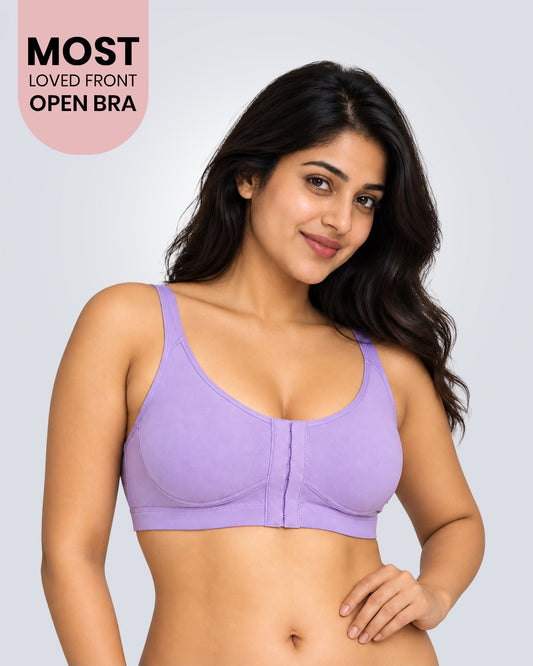 Front Open Non Padded Wire-Free Comfort Diva Bra (Orchid)