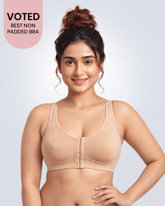 Front Open Non Padded Wire-Free Comfort Diva Bra (Caramel)