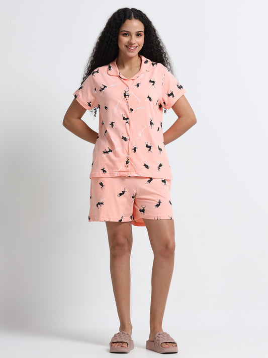 Reindeer Peach Pyjama Set