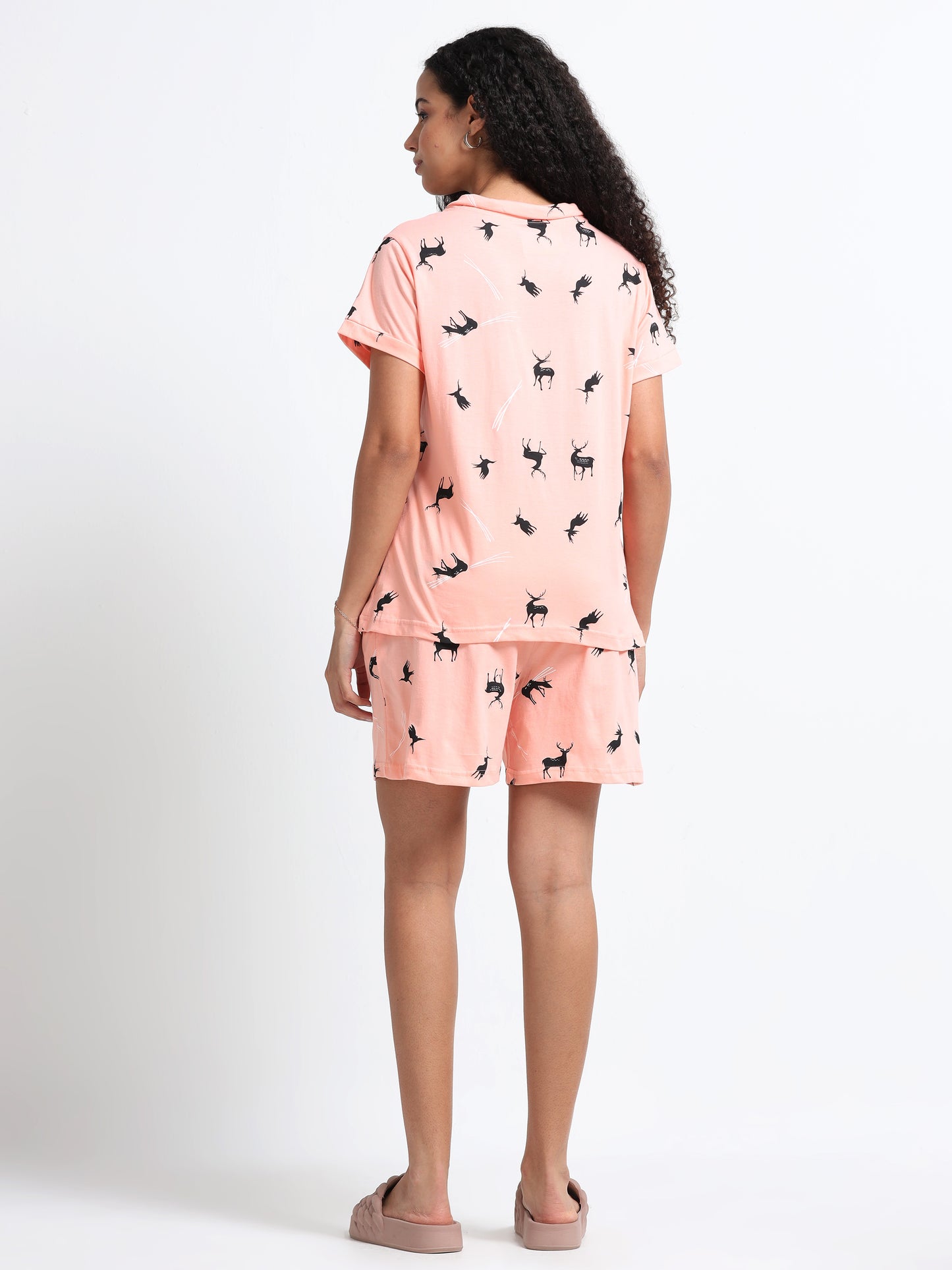 Reindeer Peach Pyjama Set