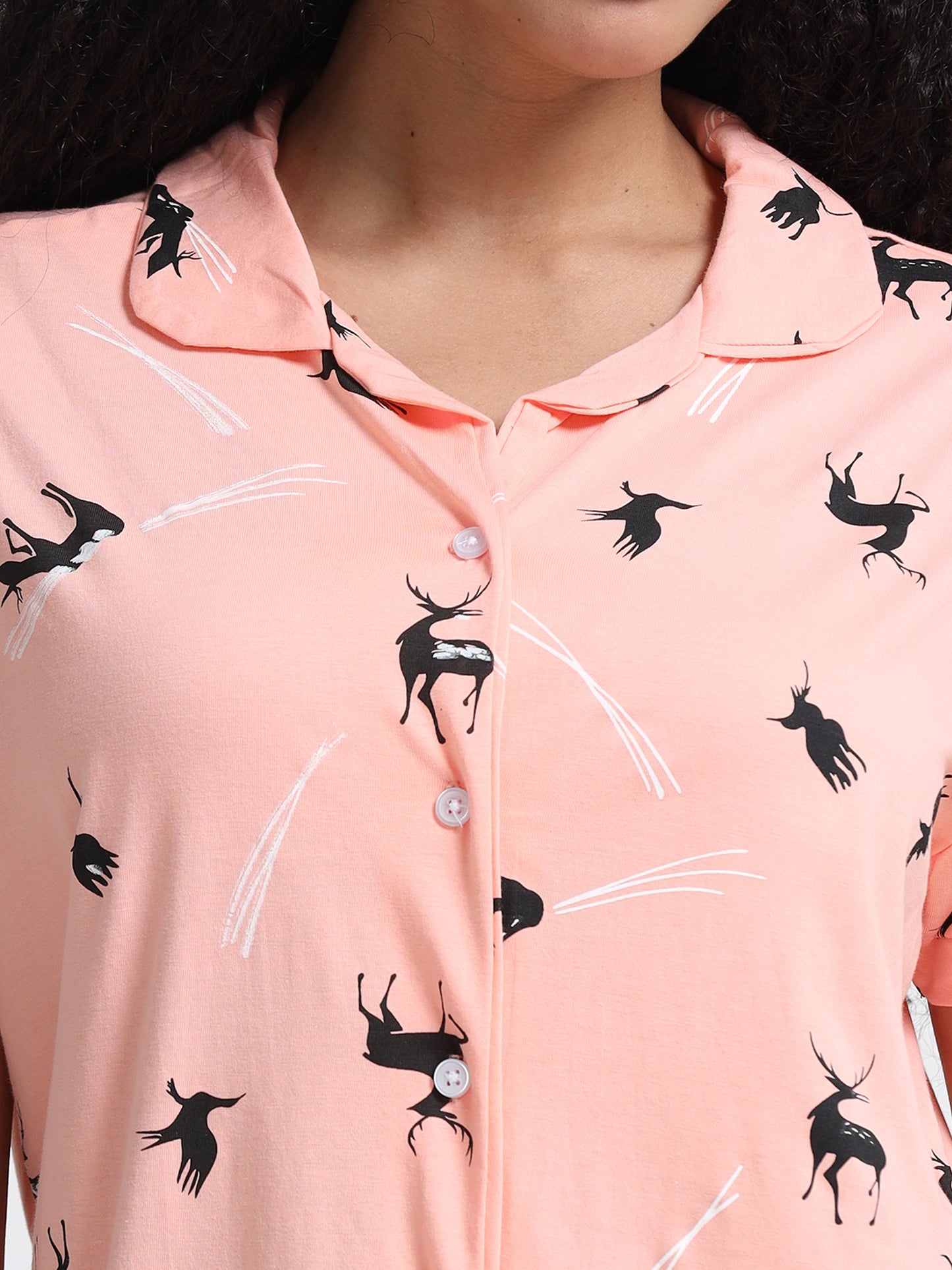 Reindeer Peach Pyjama Set