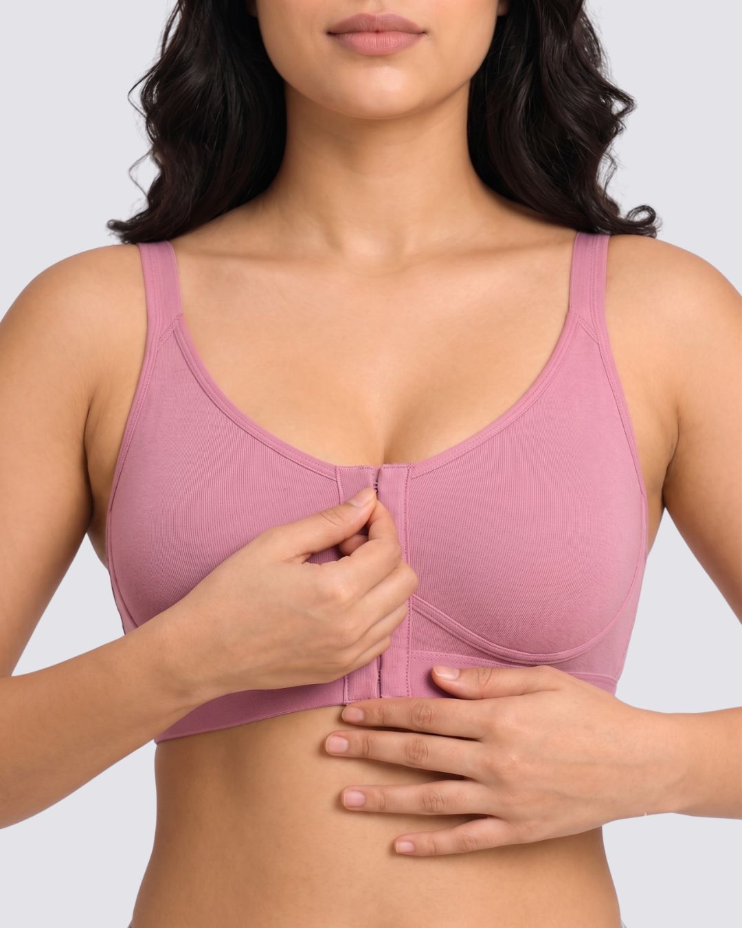 Front Open Non Padded Wire-Free Comfort Diva Bra (Black)