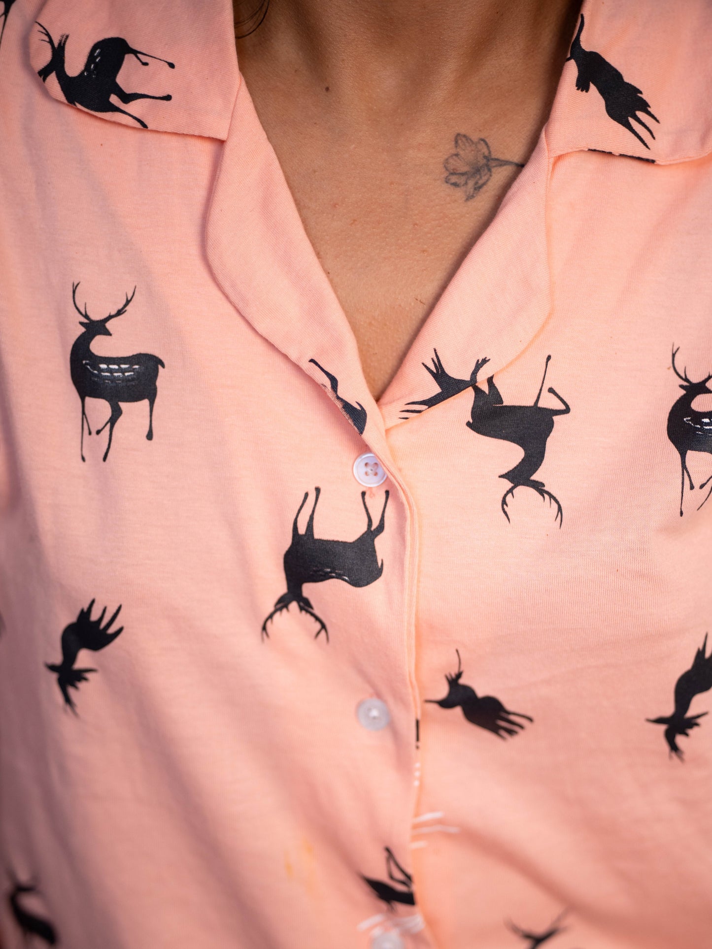 Reindeer Peach Pyjama Set