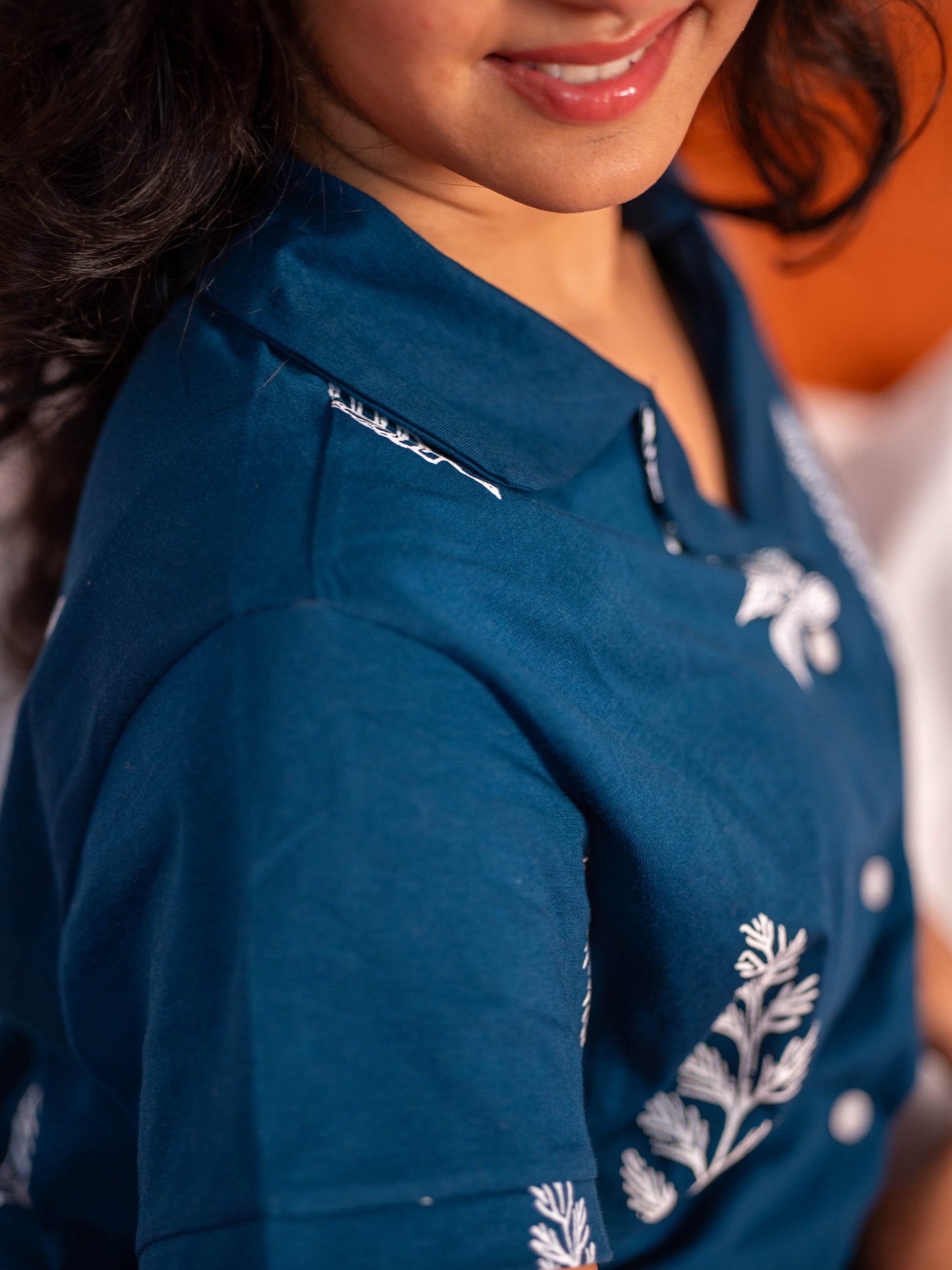 Teal Blue Print Pyjama Set