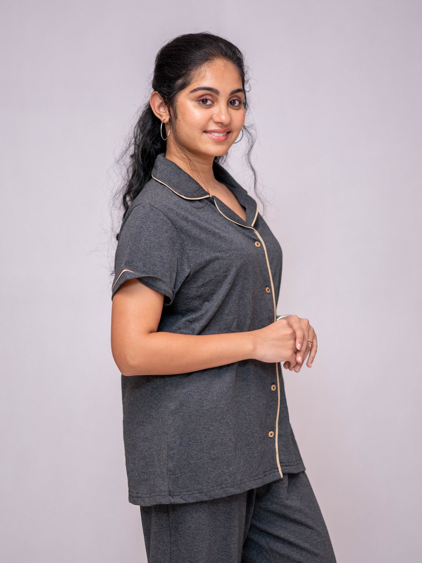 Melange Grey Pyjama Set