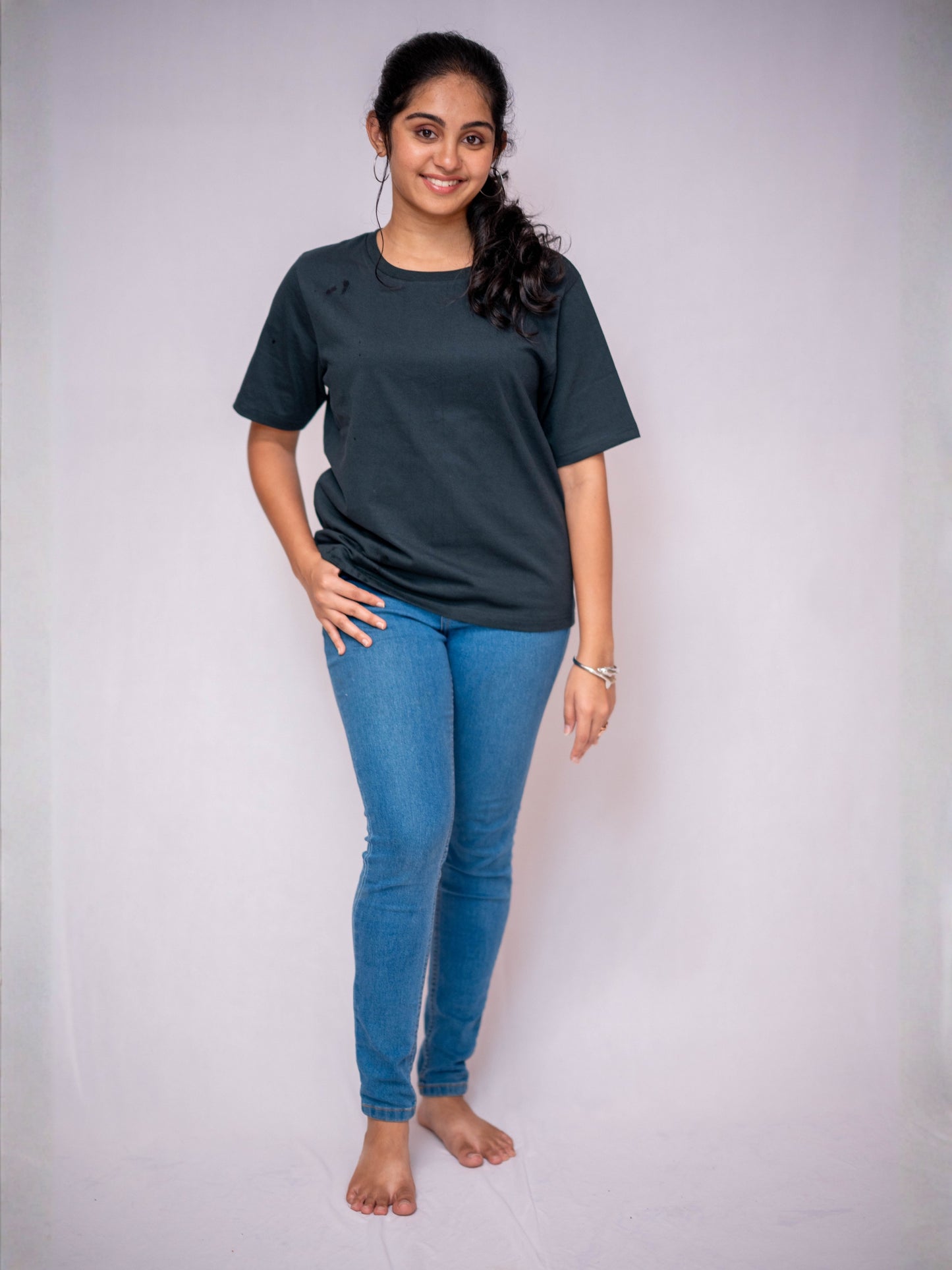 Solid Charcoal Grey Casual Tee