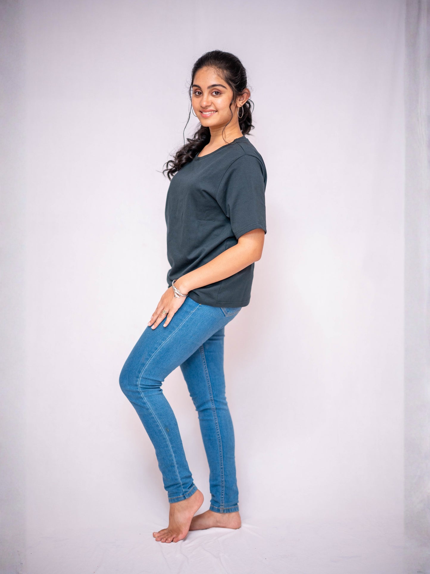 Solid Charcoal Grey Casual Tee