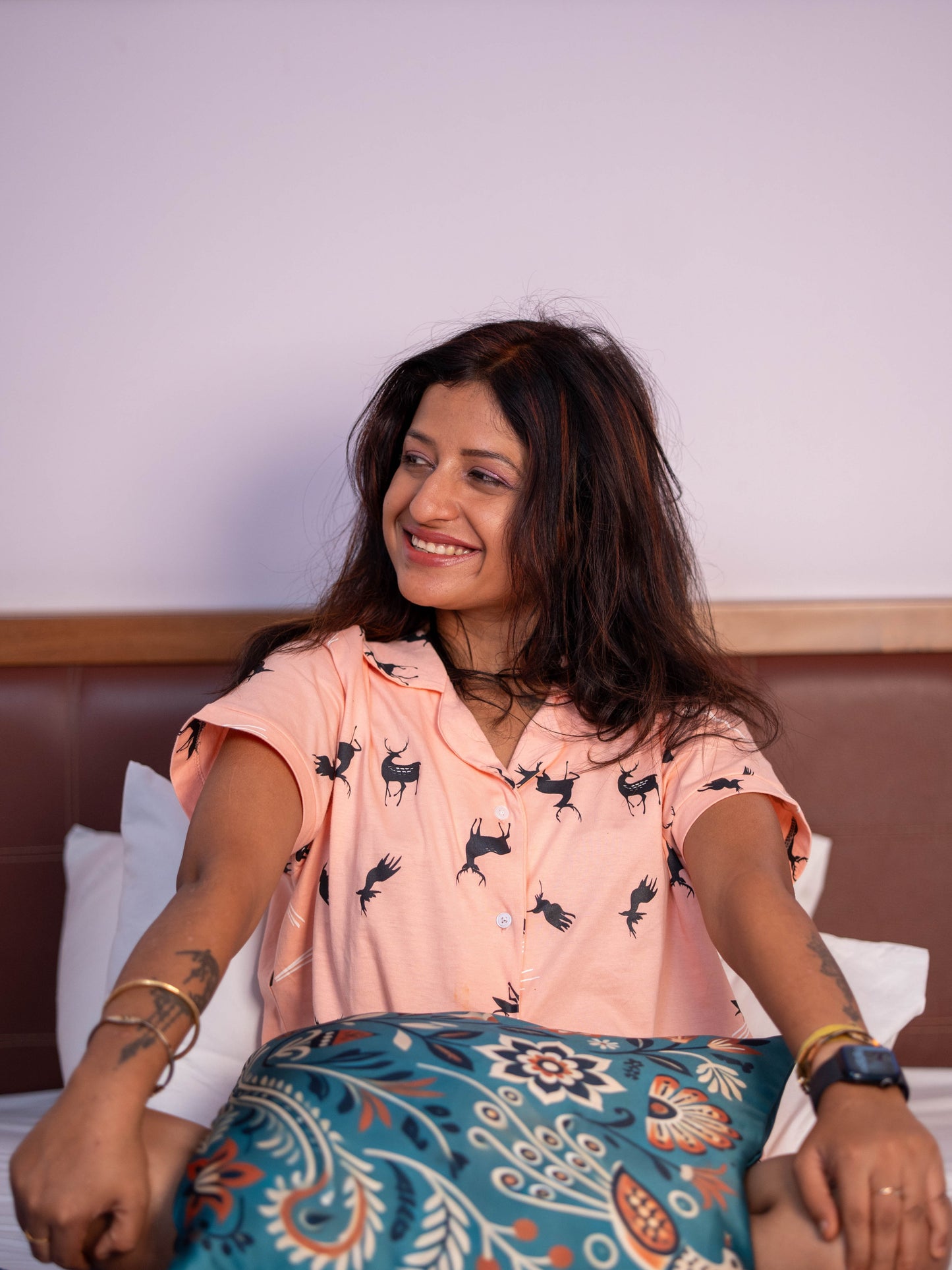 Reindeer Peach Pyjama Set