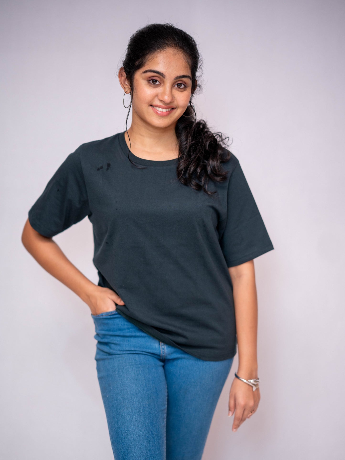 Solid Charcoal Grey Casual Tee