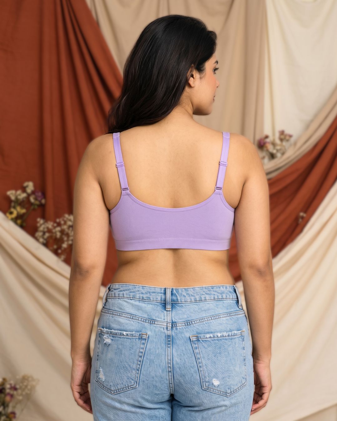 Front Open Non Padded Wire-Free Comfort Diva Bra (Black)