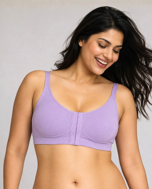Front Open Non Padded Wire-Free Comfort Diva Bra (Orchid)