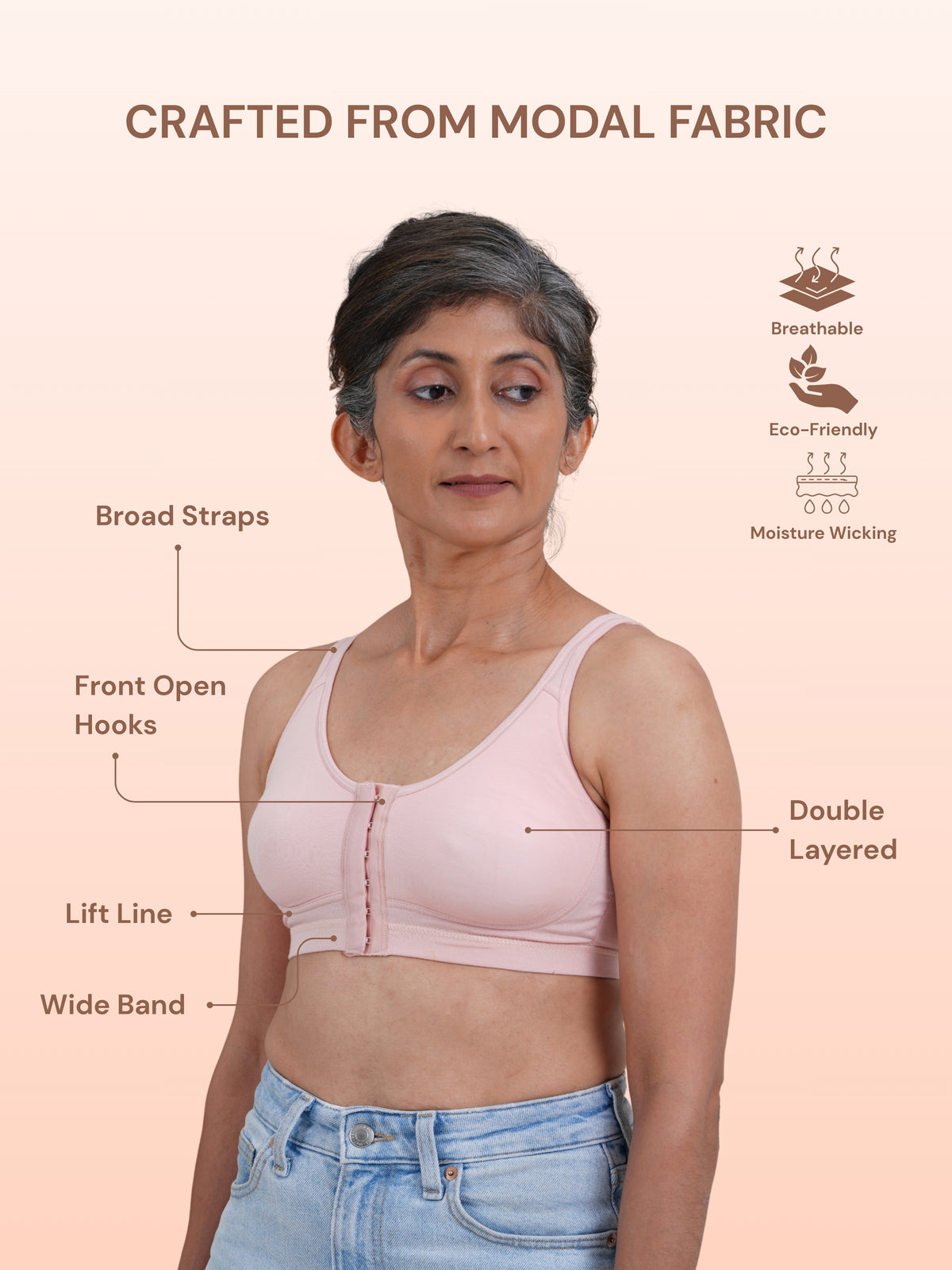 Front Open Non Padded Queen Bra (Blush)