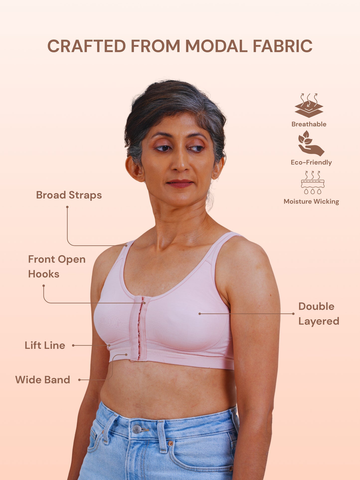 Front Open Non Padded Queen Bra - Pink