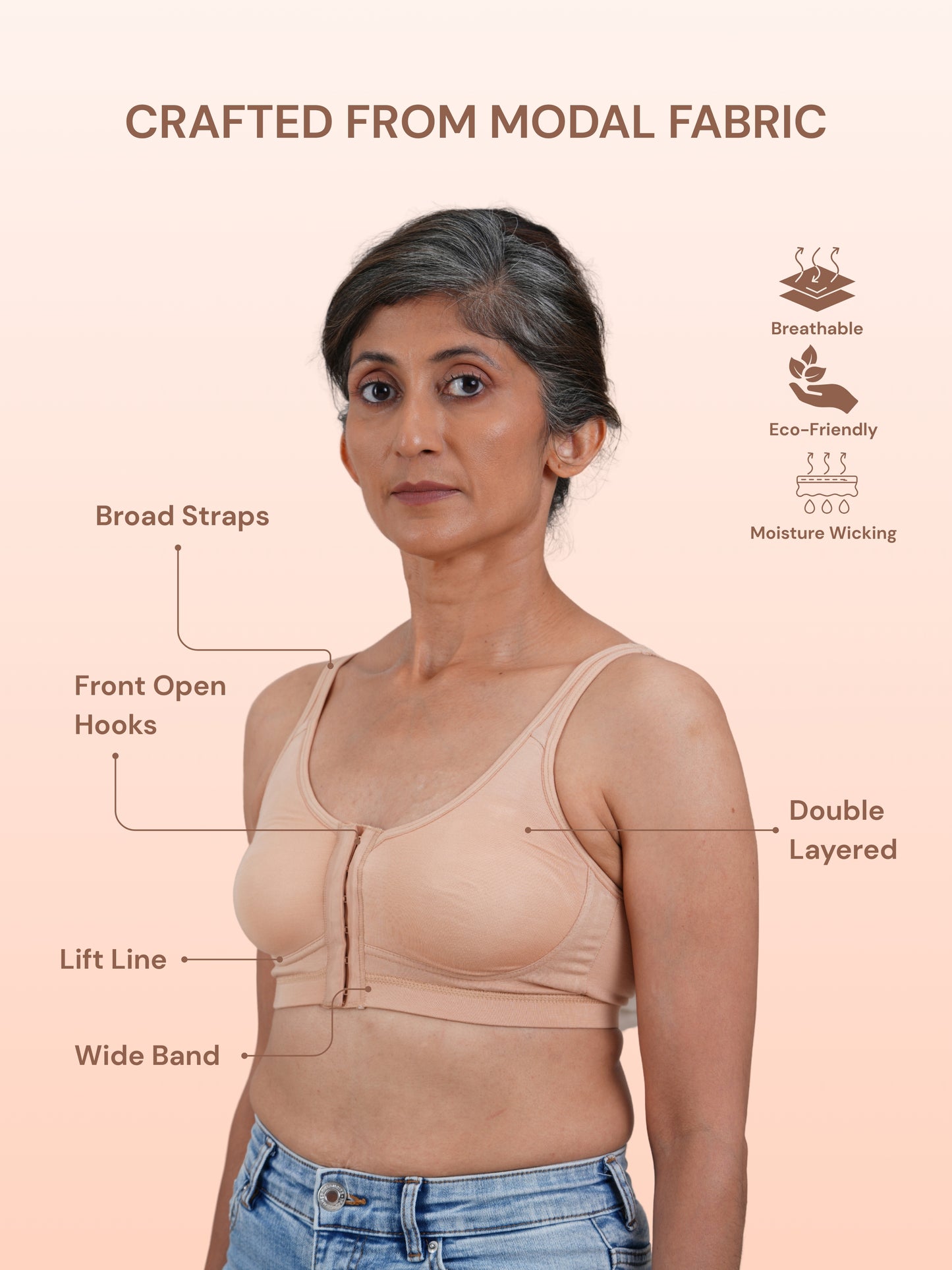 Front Open Non Padded Queen Bra - Caramel