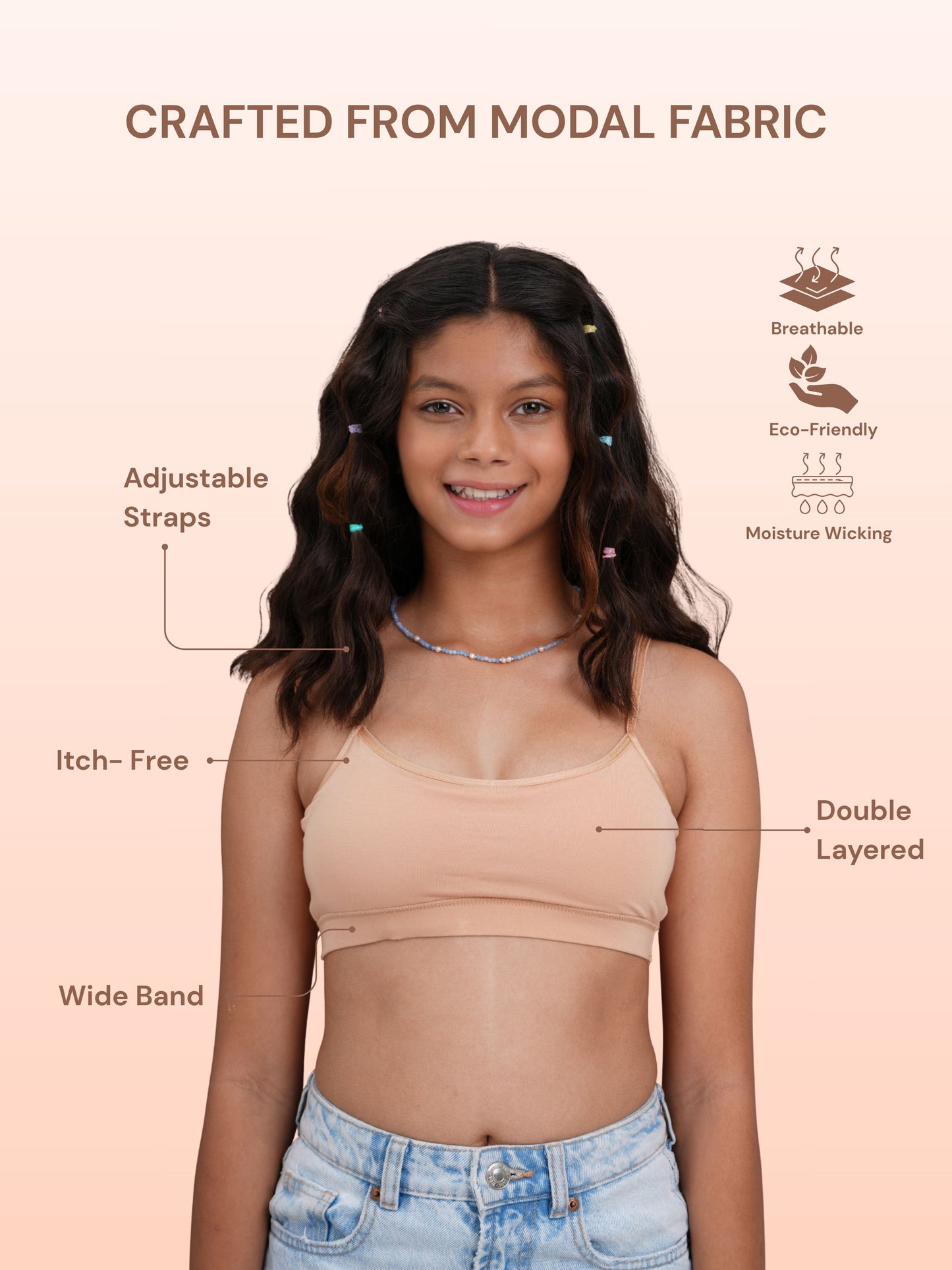 Double Layered Teenage Bra - Caramel