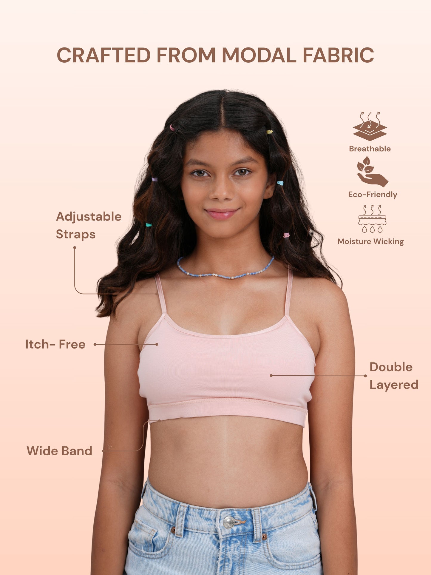 Double Layered Teenage Bra - Pink