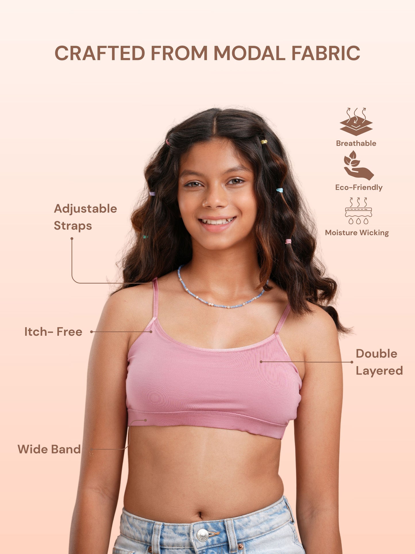 Double Layered Teenage Bra - Blush