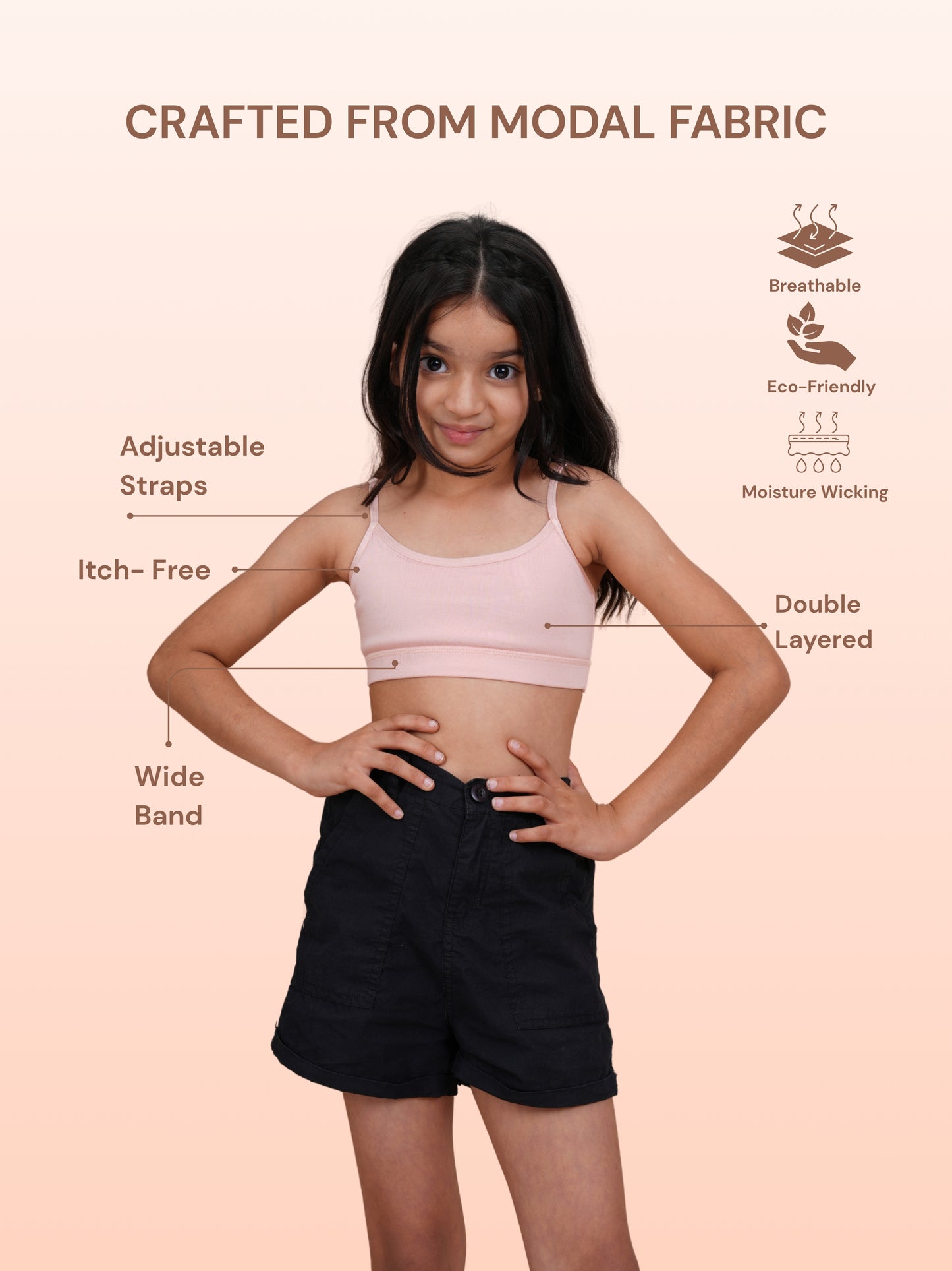 Double Layered Tween Bra - Pink