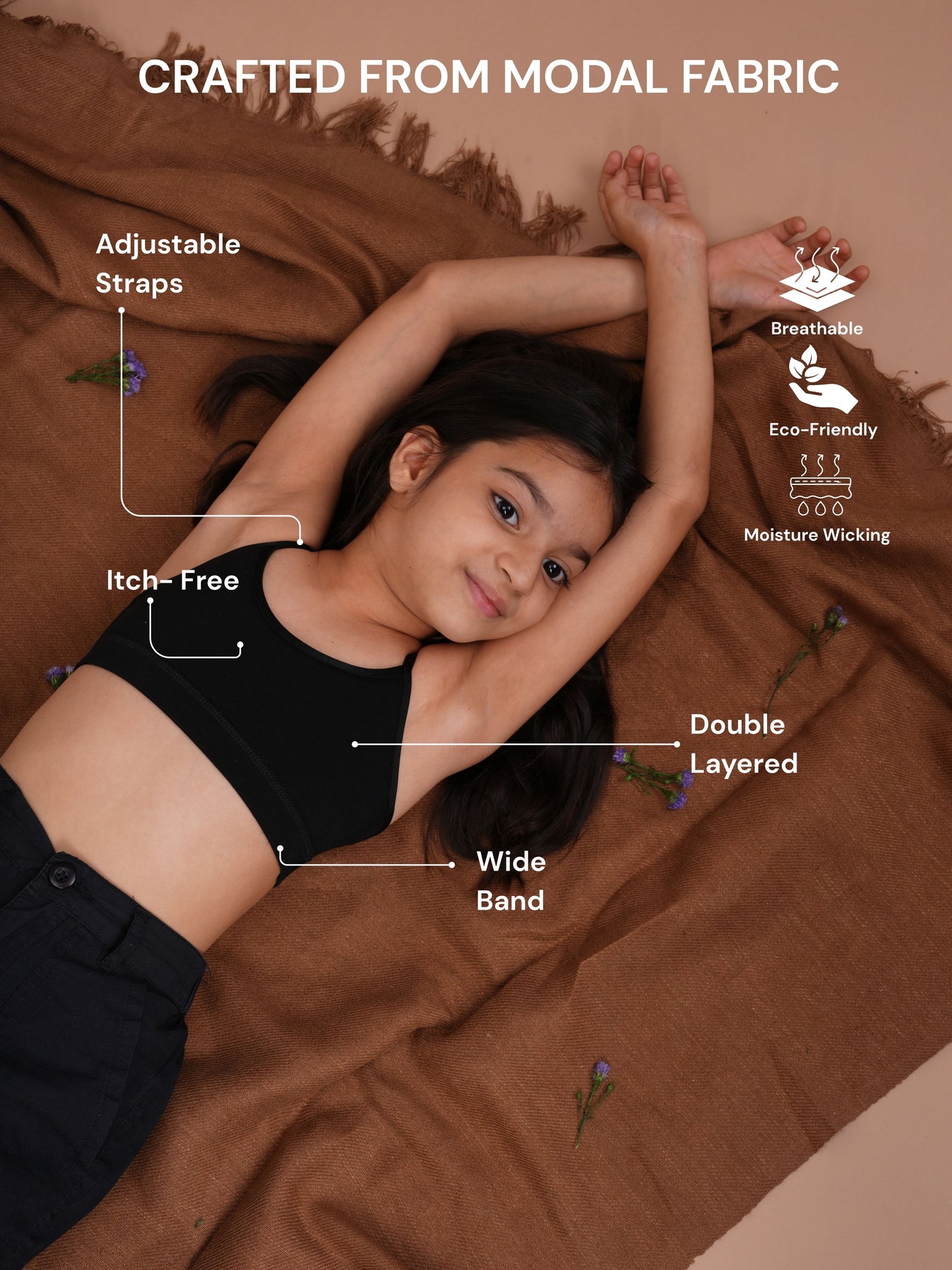 Double Layered Tween Bra - Black