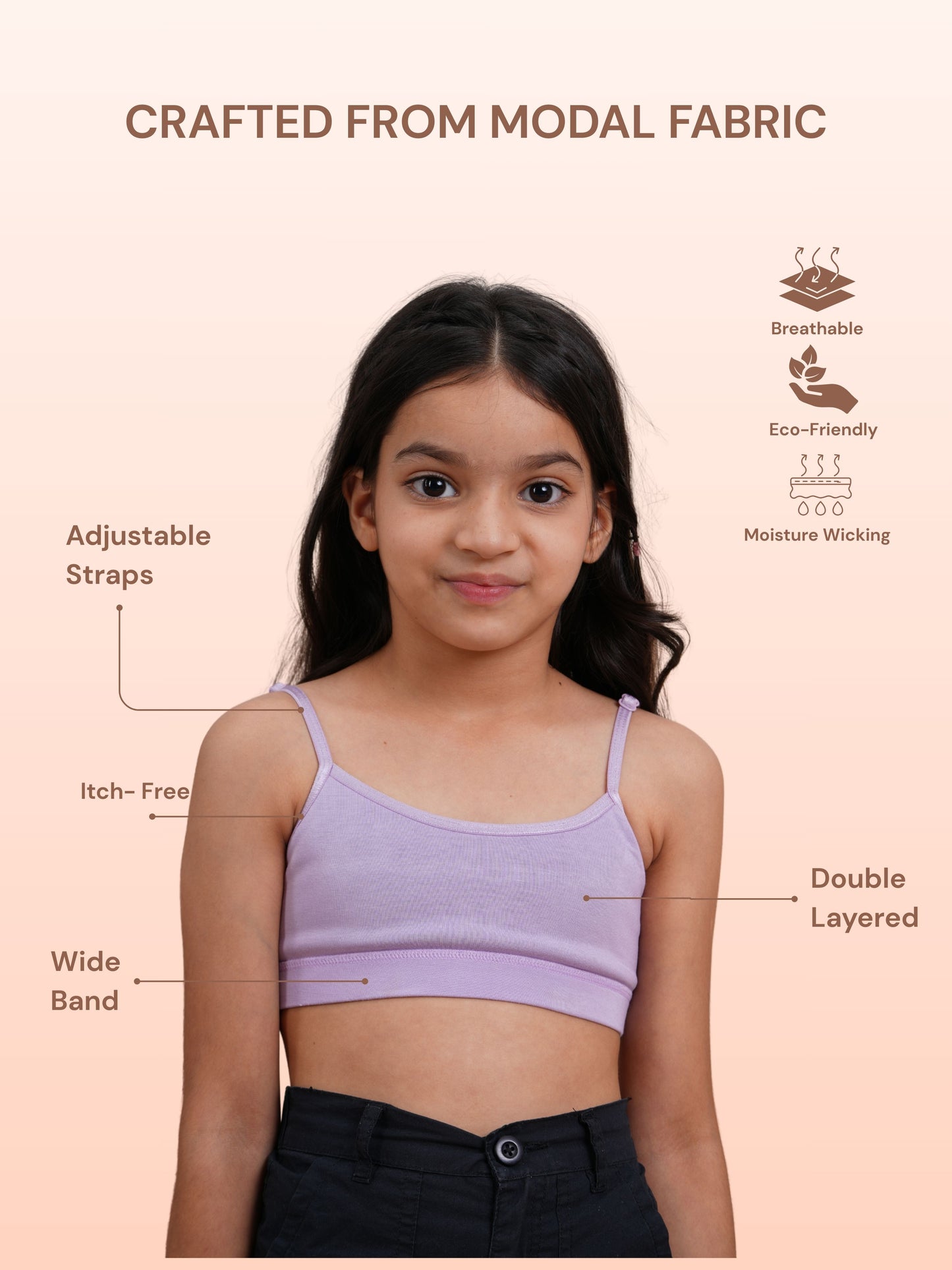 Double Layered Tween Bra - Orchid
