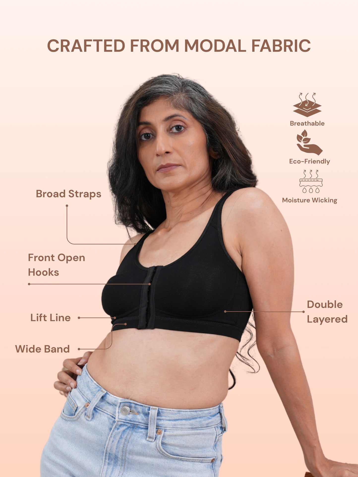 Front Open Non Padded Queen Bra - Black